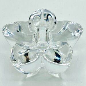 Orrefors Flower Petal Standard Taper Candle Holder Vintage Crystal‎ Sweden